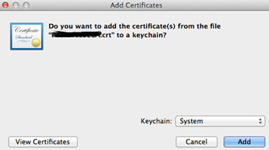 Add Certificate KeyChain Confirmation Mac OS Apple Web Server