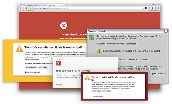 security warnings at modern web browsers