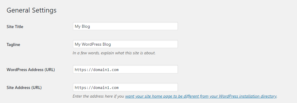 WordPress Site Settings