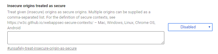 Insecure source setting in Google Chrome