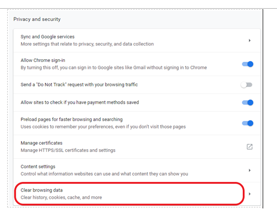 Google Chrome Privacy Settings